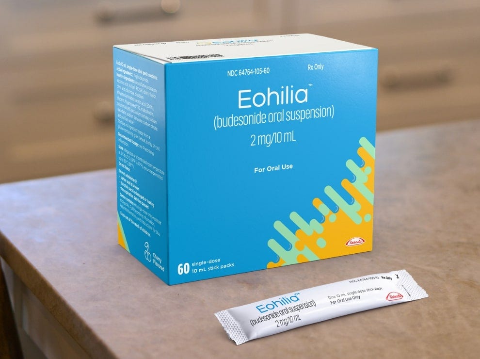 EOHILIA™ (budesonide oral suspension) box and single-dose packaging