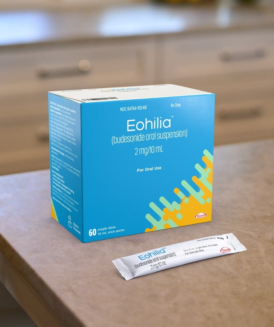 EOHILIA™ (budesonide oral suspension) box and single-dose packaging